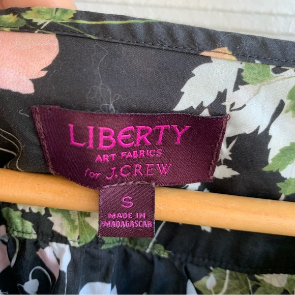 J Crew Liberty Art Fabrics Floral Peasant Blouse Top size Small S Neck Tie - Picture 8 of 13